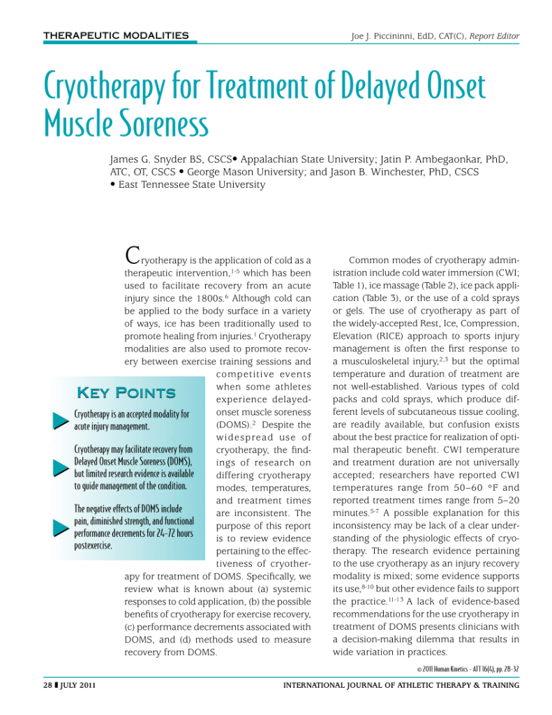 Content image for Preventing and Managing Muscle Soreness with Cryotherapy and Massage